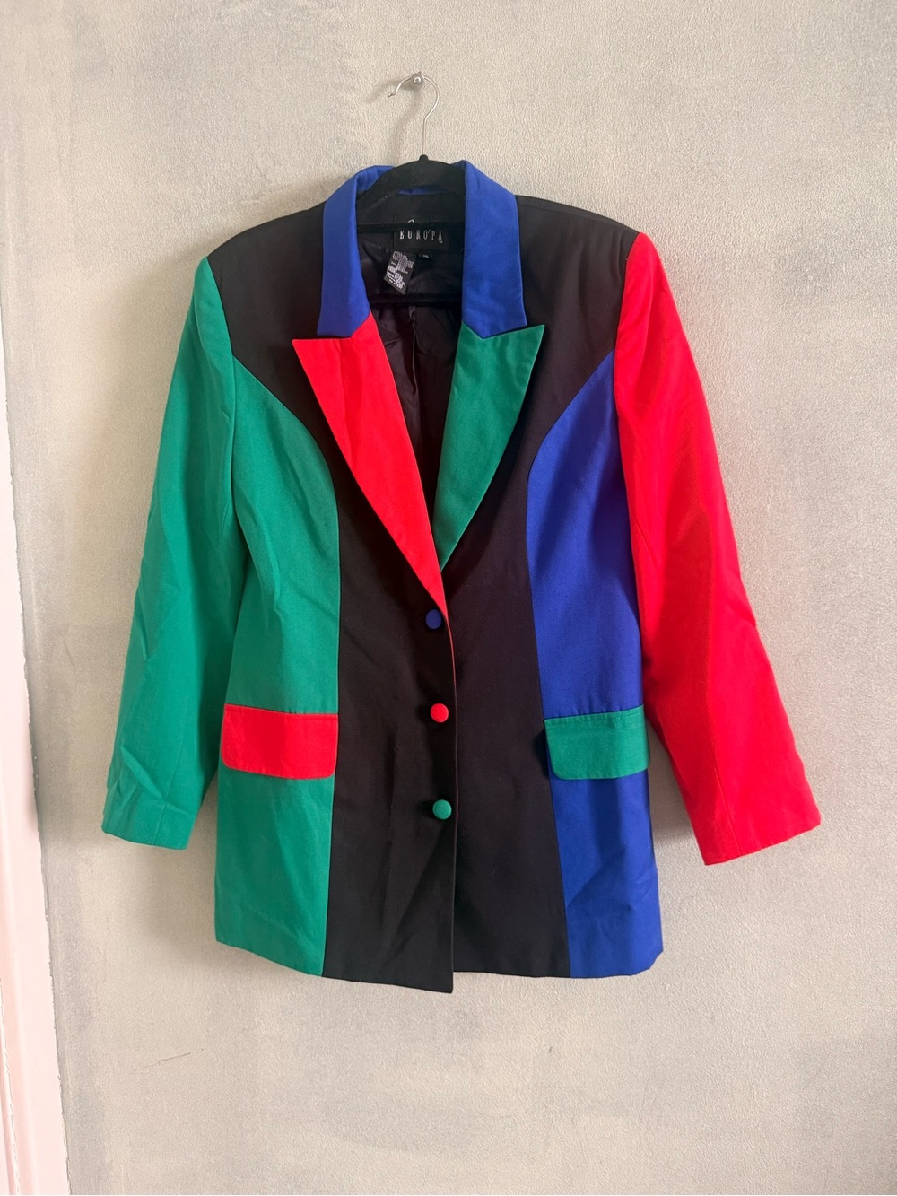 VTG Colorblock Women's Blazer Jacket - Green/Red/Blue/Black 90s